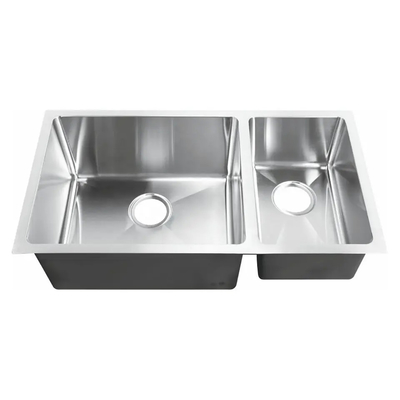 Factory Supply Double Bowl Handmade 32 Inches Satin Finish SUS304 Undermounted Sinks